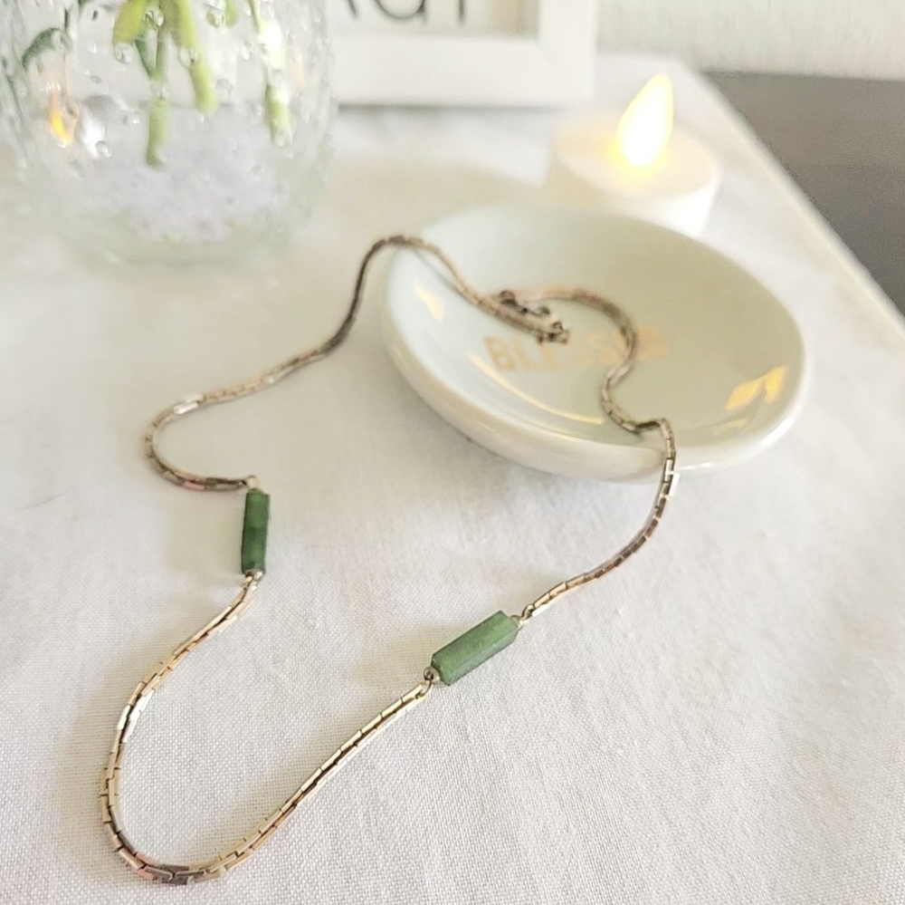 Vintage Necklace W/Rectangular Jade Sticks - Picture 4 of 5
